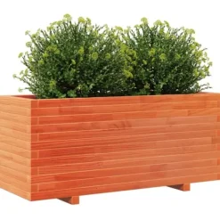 Krukker & Plantebeholdere^Plantekasse i massivt fyrretræ - Robuste blomsterkasser | Størrelse: 110x40x49,5 cm | Farve: Gyldenbrun