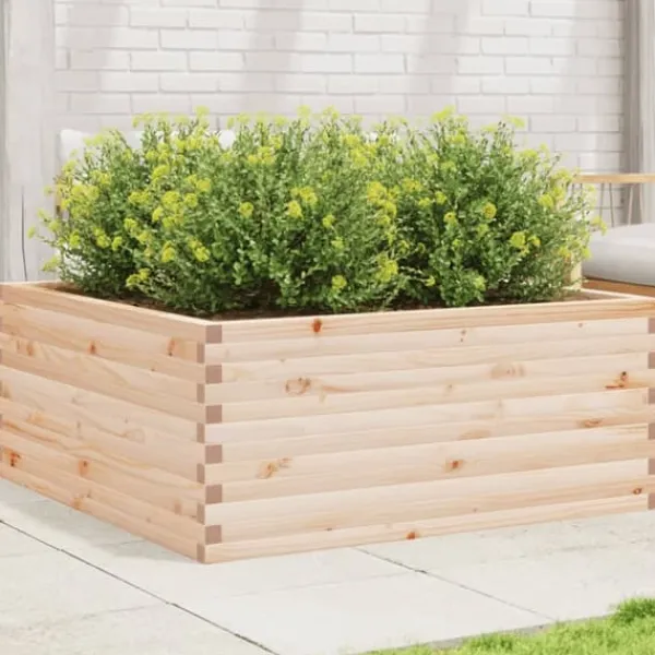 Plantningsbænke^Plantekasse i massivt fyrretræ - Rustik og holdbar | Størrelse: 110x110x46 cm