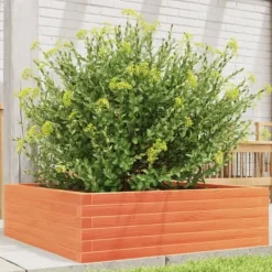 Plantningsbænke^Plantekasse i massivt fyrretræ - 80x80x23 cm | Farve: Gyldenbrun