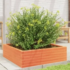 Plantningsbænke^Plantekasse i massivt fyrretræ - 80x80x23 cm | Farve: Gyldenbrun