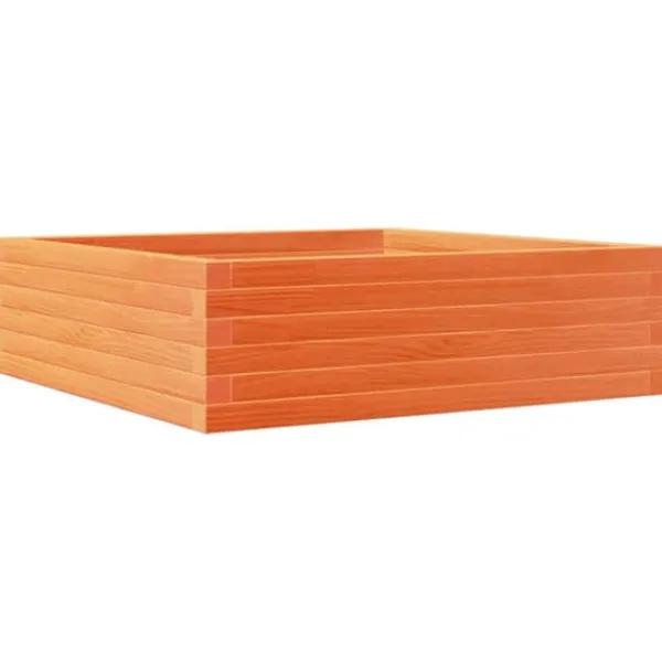 Plantningsbænke^Plantekasse i massivt fyrretræ - 80x80x23 cm | Farve: Gyldenbrun