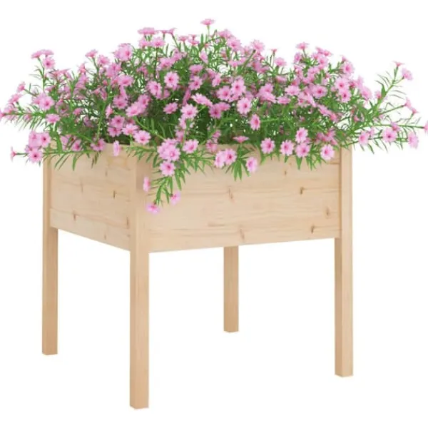 Clearance Plantekasse i massivt fyrretræ - Holdbar og vejrbestandig | Størrelse: 70x70x70 cm Krukker & Plantebeholdere