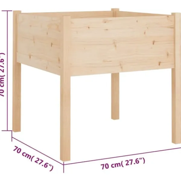 Clearance Plantekasse i massivt fyrretræ - Holdbar og vejrbestandig | Størrelse: 70x70x70 cm Krukker & Plantebeholdere
