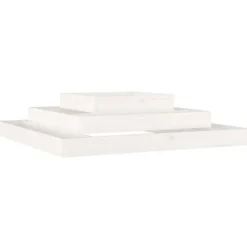 Plantningsbænke^Plantekasse i massivt fyrretræ - 3 niveauer til blomster og planter | Størrelse: 110x110x27 cm | Farve: Hvid
