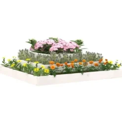 Plantningsbænke^Plantekasse i massivt fyrretræ - 3 niveauer til blomster og planter | Størrelse: 110x110x27 cm | Farve: Hvid