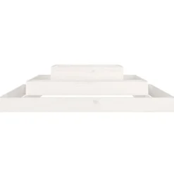 Plantningsbænke^Plantekasse i massivt fyrretræ - 3 niveauer til blomster og planter | Størrelse: 110x110x27 cm | Farve: Hvid