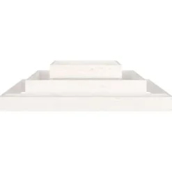 Plantningsbænke^Plantekasse i massivt fyrretræ - 3 niveauer til blomster og planter | Størrelse: 110x110x27 cm | Farve: Hvid