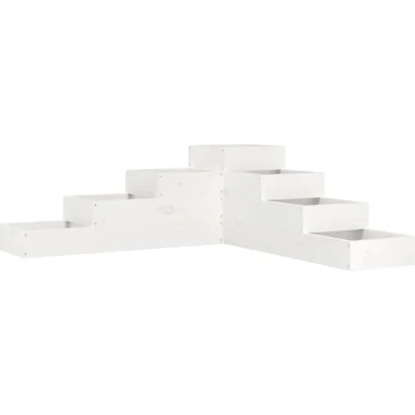Krukker & Plantebeholdere^Plantekasse i massivt fyrretræ med 4 niveauer | Størrelse: 106x104,5x36 cm | Farve: Hvid