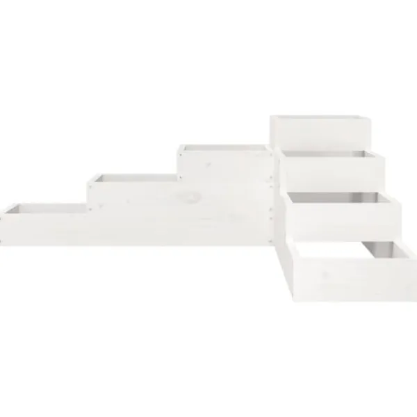 Krukker & Plantebeholdere^Plantekasse i massivt fyrretræ med 4 niveauer | Størrelse: 106x104,5x36 cm | Farve: Hvid