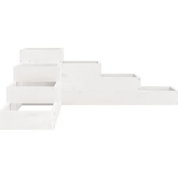 Krukker & Plantebeholdere^Plantekasse i massivt fyrretræ med 4 niveauer | Størrelse: 106x104,5x36 cm | Farve: Hvid