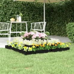 Plantningsbænke^Plantekasse i massivt fyrretræ - Blomsterkasse med 3 niveauer | Størrelse: 110x110x27 cm | Farve: Sort