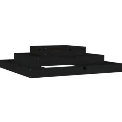 Plantningsbænke^Plantekasse i massivt fyrretræ - Blomsterkasse med 3 niveauer | Størrelse: 110x110x27 cm | Farve: Sort