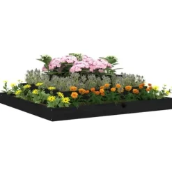 Plantningsbænke^Plantekasse i massivt fyrretræ - Blomsterkasse med 3 niveauer | Størrelse: 110x110x27 cm | Farve: Sort