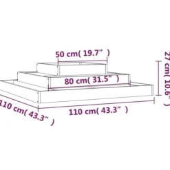 Plantningsbænke^Plantekasse i massivt fyrretræ - Blomsterkasse med 3 niveauer | Størrelse: 110x110x27 cm | Farve: Sort