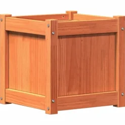 Krukker & Plantebeholdere^Plantekasse i massivt fyrretræ - Dekorativ til haven | Mål: 40x40x40 cm | Farve: Gyldenbrun