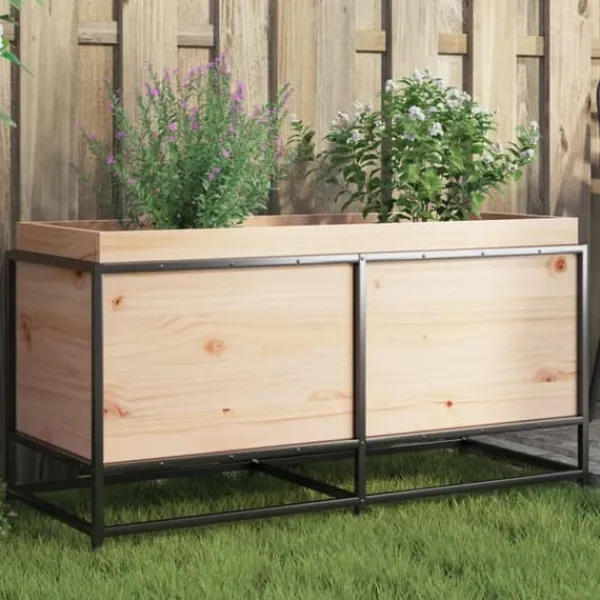 Plantningsbænke^Plantekasse i massivt fyrretræ - Dekorativ have- og altankasse | Størrelse: 100x40x50 cm