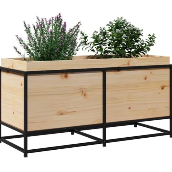 Plantningsbænke^Plantekasse i massivt fyrretræ - Dekorativ have- og altankasse | Størrelse: 100x40x50 cm