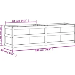 Sale Plantekasse i massivt fyrretræ - Dekorativ til have og terrasse | Størrelse: 180x50x50 cm | Farve: Hvid Plantningsbænke