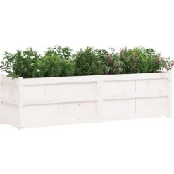 Sale Plantekasse i massivt fyrretræ - Dekorativ til have og terrasse | Størrelse: 180x50x50 cm | Farve: Hvid Plantningsbænke