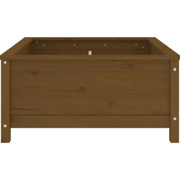 New Plantekasse i massivt fyrretræ - Højbed til have & terrasse | Størrelse: 82,5x82,5x39 cm | Farve: Gyldenbrun Krukker & Plantebeholdere