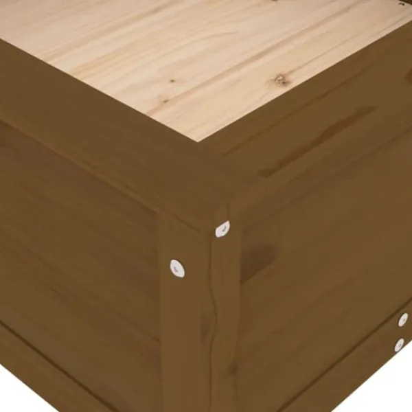 New Plantekasse i massivt fyrretræ - Højbed til have & terrasse | Størrelse: 82,5x82,5x39 cm | Farve: Gyldenbrun Krukker & Plantebeholdere