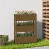 Plantningsbænke^Plantekasse i massivt fyrretræ - Dekorativ til stuer og altaner | Størrelse: 77x25x104,5 cm | Farve: Gyldenbrun