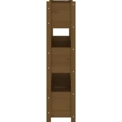 Plantningsbænke^Plantekasse i massivt fyrretræ - Dekorativ til stuer og altaner | Størrelse: 77x25x104,5 cm | Farve: Gyldenbrun