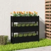 Discount Plantekasse i massivt fyrretræ - Dekorativ til altaner | Størrelse: 112x25x104,5 cm | Farve: Sort Plantningsbænke