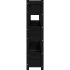 Discount Plantekasse i massivt fyrretræ - Dekorativ til altaner | Størrelse: 112x25x104,5 cm | Farve: Sort Plantningsbænke
