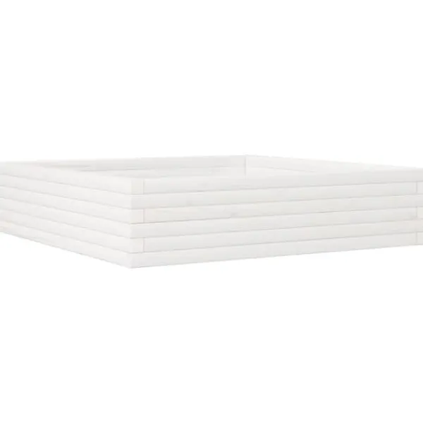 Best Plantekasse i massivt fyrretræ - Dybde 100 cm | Farve: Hvid | Størrelse: 100x100x23 cm Plantningsbænke