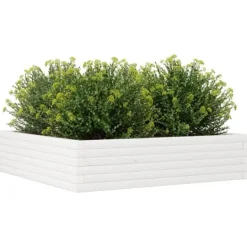 Best Plantekasse i massivt fyrretræ - Dybde 100 cm | Farve: Hvid | Størrelse: 100x100x23 cm Plantningsbænke