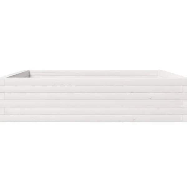 Best Plantekasse i massivt fyrretræ - Dybde 100 cm | Farve: Hvid | Størrelse: 100x100x23 cm Plantningsbænke
