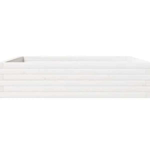 Best Plantekasse i massivt fyrretræ - Dybde 100 cm | Farve: Hvid | Størrelse: 100x100x23 cm Plantningsbænke