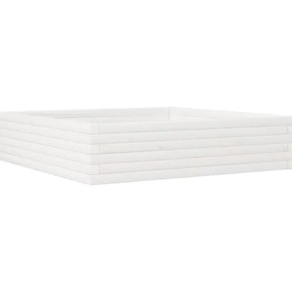 Best Plantekasse i massivt fyrretræ - Dybde 100 cm | Farve: Hvid | Størrelse: 100x100x23 cm Plantningsbænke