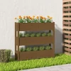 Clearance Plantekasse i massivt fyrretræ - Stabil og dekorativ | Størrelse: 112x25x104,5 cm | Farve: Gyldenbrun Plantningsbænke
