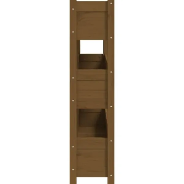 Clearance Plantekasse i massivt fyrretræ - Stabil og dekorativ | Størrelse: 112x25x104,5 cm | Farve: Gyldenbrun Plantningsbænke