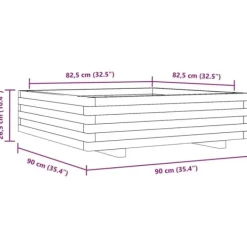 Sale Plantekasse i massivt fyrretræ - 90x90x26,5 cm | Størrelse: 90x90x26,5 cm Plantningsbænke