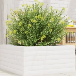 Blomster^Plantekasse i massivt fyrretræ - Dybde: 50x50x23 cm | Farve: Hvid
