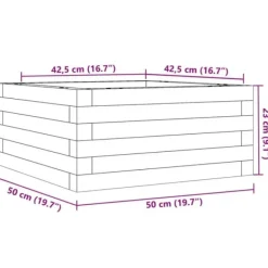 Blomster^Plantekasse i massivt fyrretræ - Dybde: 50x50x23 cm | Farve: Hvid
