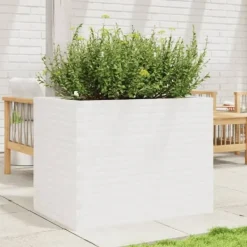Best Plantekasse i massivt fyrretræ - Dekorativ havekasse | Størrelse: 90x60x68,5 cm | Farve: Hvid Plantningsbænke