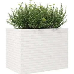 Best Plantekasse i massivt fyrretræ - Dekorativ havekasse | Størrelse: 90x60x68,5 cm | Farve: Hvid Plantningsbænke