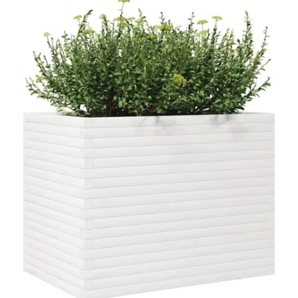 Best Plantekasse i massivt fyrretræ - Dekorativ havekasse | Størrelse: 90x60x68,5 cm | Farve: Hvid Plantningsbænke