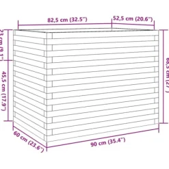 Best Plantekasse i massivt fyrretræ - Dekorativ havekasse | Størrelse: 90x60x68,5 cm | Farve: Hvid Plantningsbænke