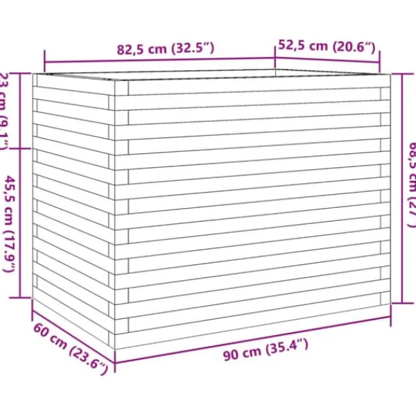 Best Plantekasse i massivt fyrretræ - Dekorativ havekasse | Størrelse: 90x60x68,5 cm | Farve: Hvid Plantningsbænke