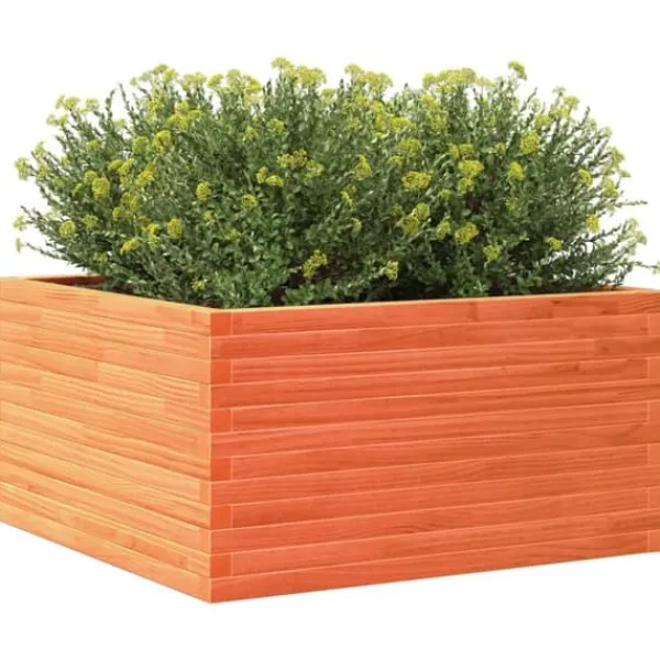 New Plantekasse i massivt fyrretræ - 90x90x46 cm | Farve: Gyldenbrun Plantningsbænke