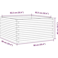 New Plantekasse i massivt fyrretræ - 90x90x46 cm | Farve: Gyldenbrun Plantningsbænke