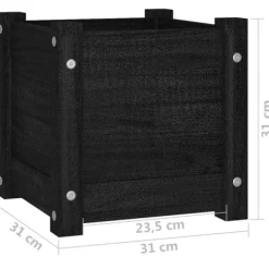 Krukker & Plantebeholdere^Plantekasse i massivt fyrretræ - Blomsterkasse | Størrelse: 31x31x31 cm | Farve: Sort