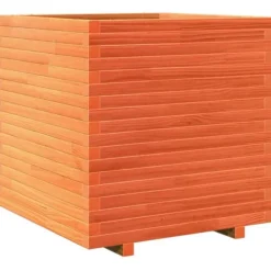 Krukker & Plantebeholdere^Plantekasse i massivt fyrretræ - Dekorativ til have og terrasse | Størrelse: 70x70x72 cm | Farve: Gyldenbrun