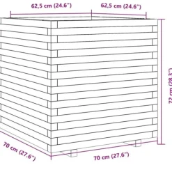 Krukker & Plantebeholdere^Plantekasse i massivt fyrretræ - Dekorativ til have og terrasse | Størrelse: 70x70x72 cm | Farve: Gyldenbrun