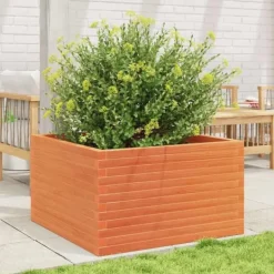 Krukker & Plantebeholdere^Plantekasse i massivt fyrretræ - Robuste blomsterkasser | Størrelse: 80x80x46 cm | Farve: Gyldenbrun